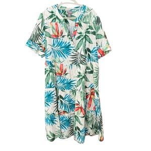 Chicos Tropical Print Cotton Gauze Tiered Dress Size 3